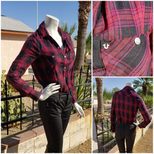 TRUE RELIGION Deep V Front Tie Blouse‎ |